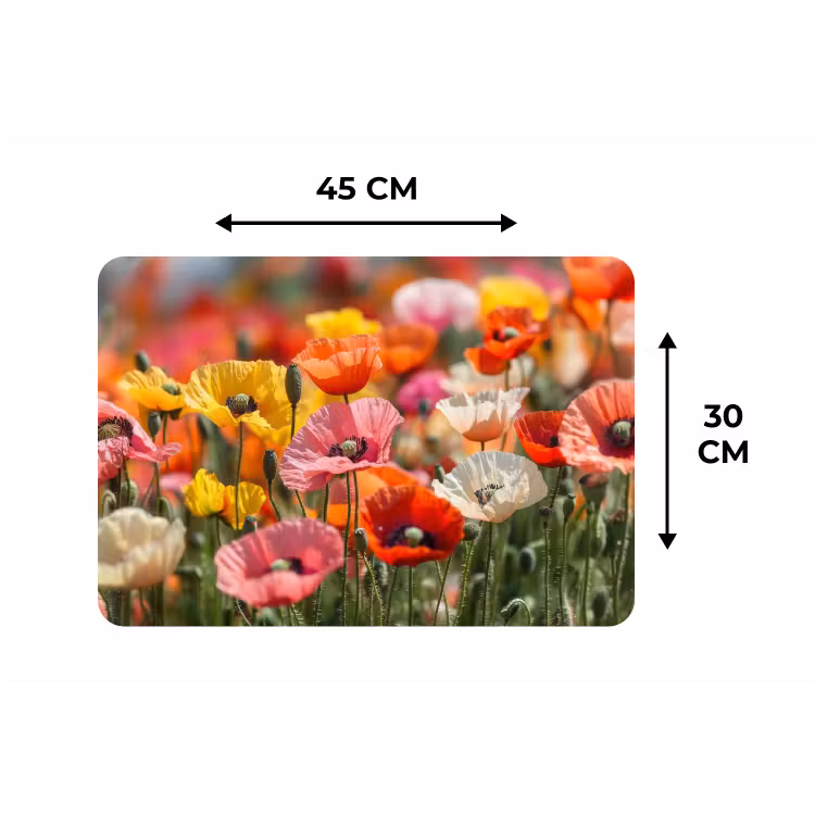 Bloemenveld - Klaprozen - Kleurrijk Placemat vinyl groot -specs