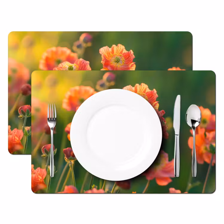 Bloemenveld - Zonnestralen - Oranje Placemat vinyl groot -zzsfeer2_Kitchenyeah-website