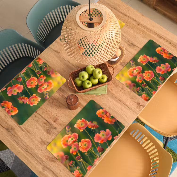 Bloemenveld - Zonnestralen - Oranje Placemat vinyl groot -zzsfeer5_Kitchenyeah-website