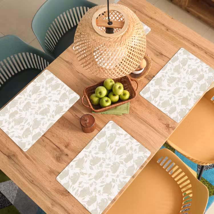 Bloemenpatroon - Silhouet - Wit Placemat vinyl groot 368 -zzsfeer5_Kitchenyeah-website
