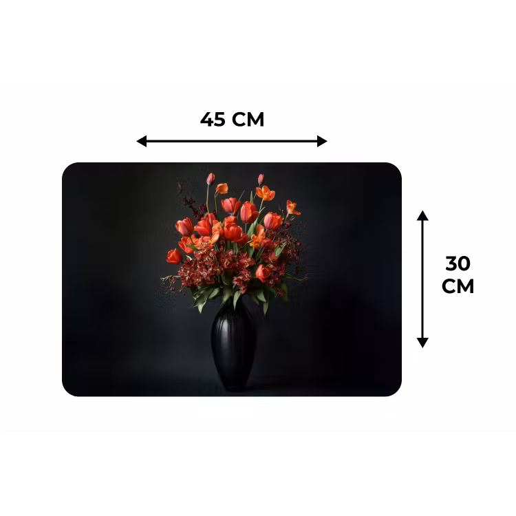 Boeket - Tulpen - Vaas - Rood Placemat vinyl groot -specs