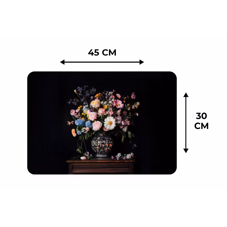 Bloemenvaas - Hout - Bloemen - Boeket Placemat vinyl groot -specs
