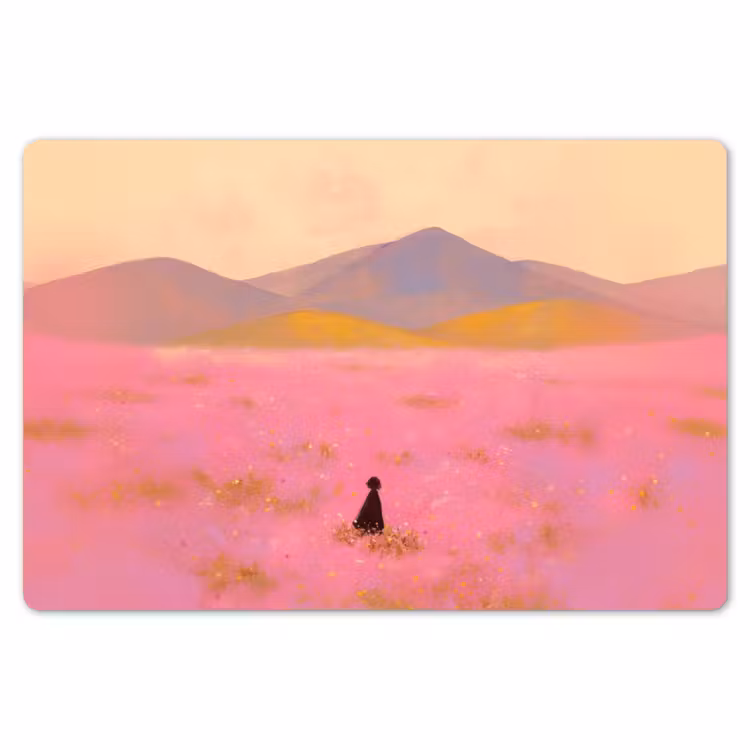 Bloemenweide - Heuvels - Silhouet - Roze Placemat vinyl groot -zzsfeer1_Kitchenyeah-website