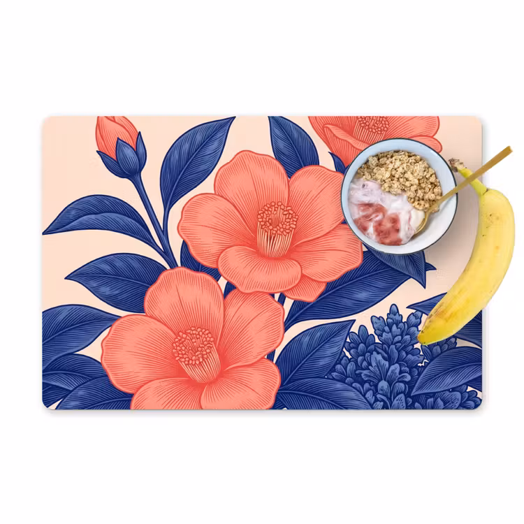 Tischset - 6 Stück - Blüten – Blätter – Botanik - Bloemen - Bladeren - Botanisch Placemat vinyl groot