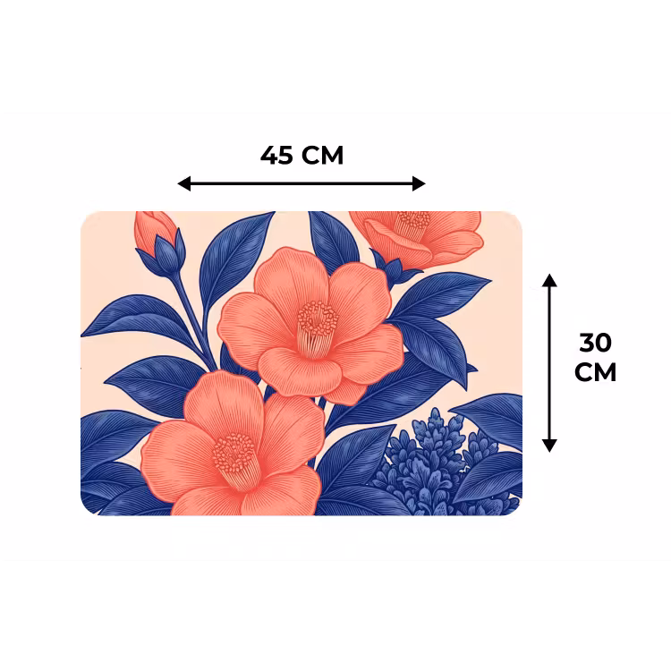 Tischset - 6 Stück - Blüten – Blätter – Botanik - Bloemen - Bladeren - Botanisch Placemat vinyl groot