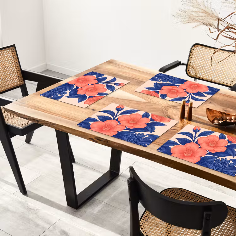 Tischset - 6 Stück - Blüten – Blätter – Botanik - Bloemen - Bladeren - Botanisch Placemat vinyl groot