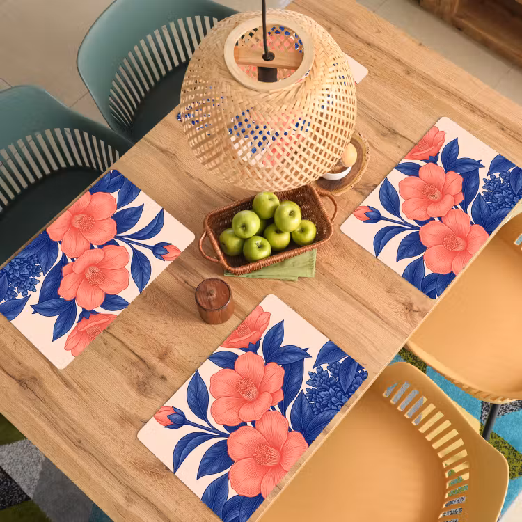 Tischset - 6 Stück - Blüten – Blätter – Botanik - Bloemen - Bladeren - Botanisch Placemat vinyl groot