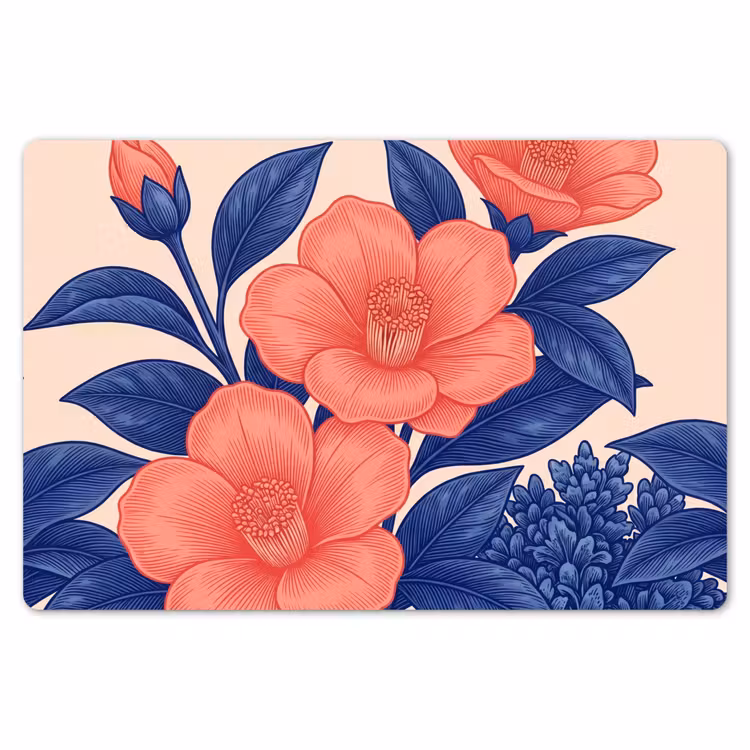 Tischset - 6 Stück - Blüten – Blätter – Botanik - Bloemen - Bladeren - Botanisch Placemat vinyl groot