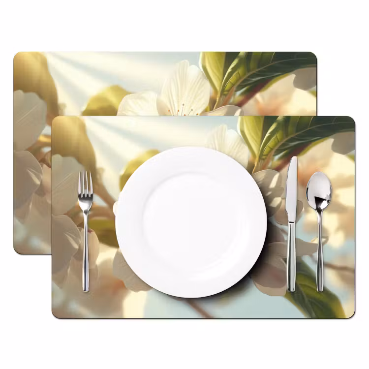Bloesems - Wit - Zonnestralen -  Bloemblaadjes Placemat vinyl groot -zzsfeer2_Kitchenyeah-website