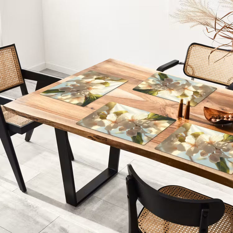 Bloesems - Wit - Zonnestralen -  Bloemblaadjes Placemat vinyl groot -zzsfeer4_Kitchenyeah-website