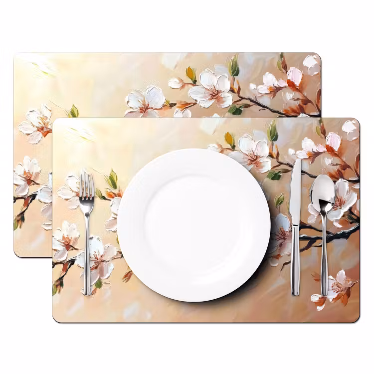 Bloesemtakken - Schilderachtig - Roze Placemat vinyl groot -zzsfeer2_Kitchenyeah-website