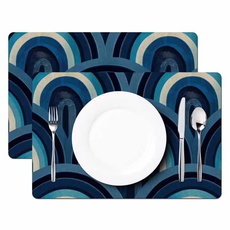 Bogen - Geometrisch - Patroon - Blauw - Retro Placemat vinyl groot 368 -zzsfeer2_Kitchenyeah-website
