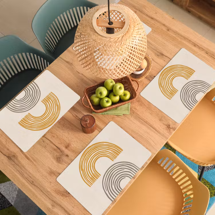 Bogen - Lijnen - Oranje - Minimalistisch Placemat vinyl groot -zzsfeer5_Kitchenyeah-website