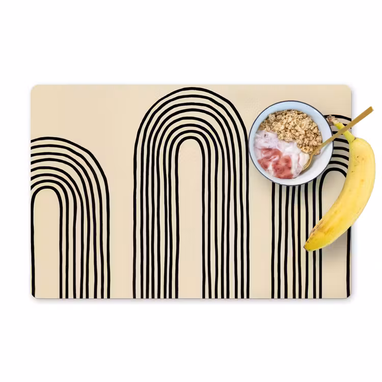 Boogvormen - Zwart - Strak Placemat vinyl groot -zzzproduct_Kitchenyeah-website