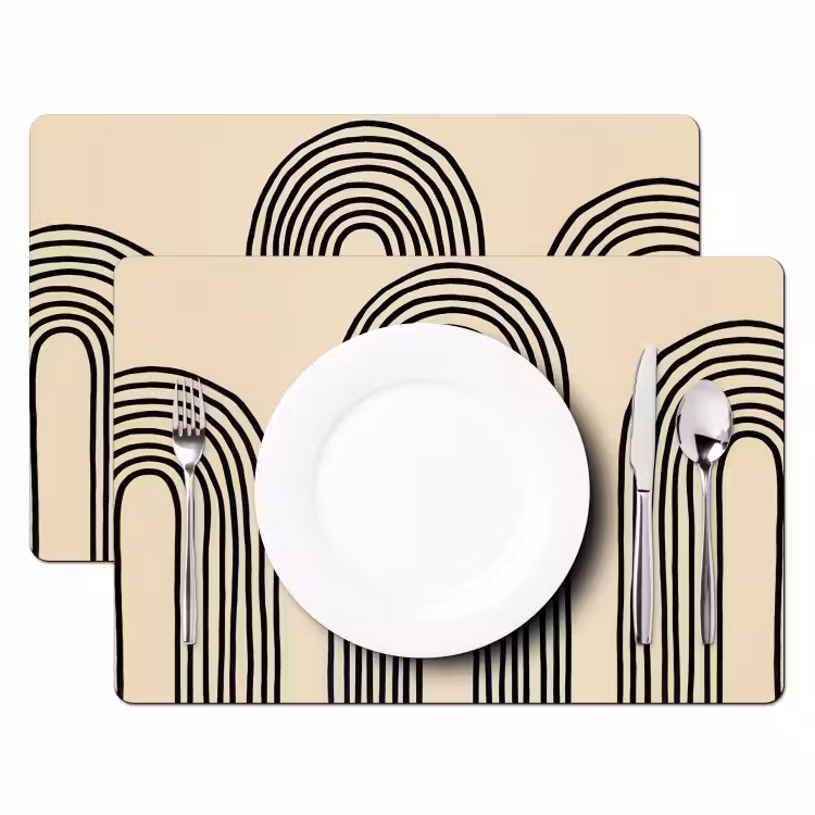 Boogvormen - Zwart - Strak Placemat vinyl groot -zzsfeer2_Kitchenyeah-website