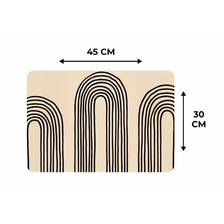 Boogvormen - Zwart - Strak Placemat vinyl groot -specs