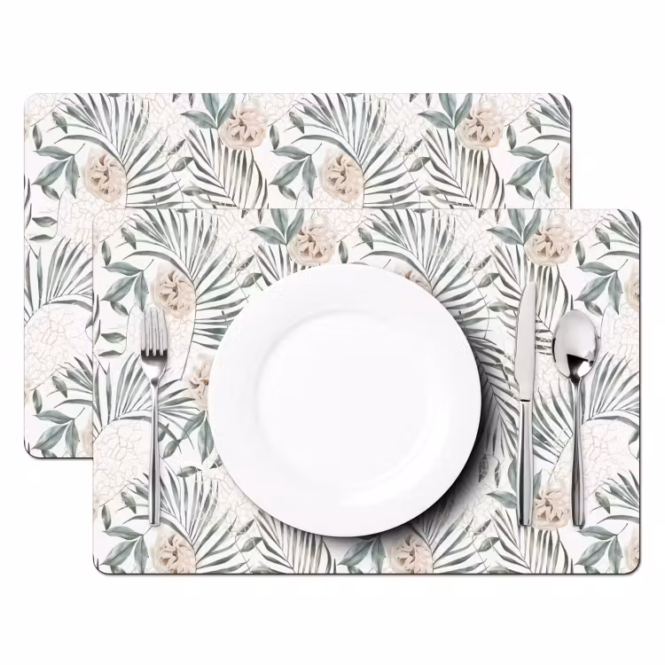 Bohemian - Bladeren - Bloemen - Tropisch Placemat vinyl groot -zzsfeer2_Kitchenyeah-website