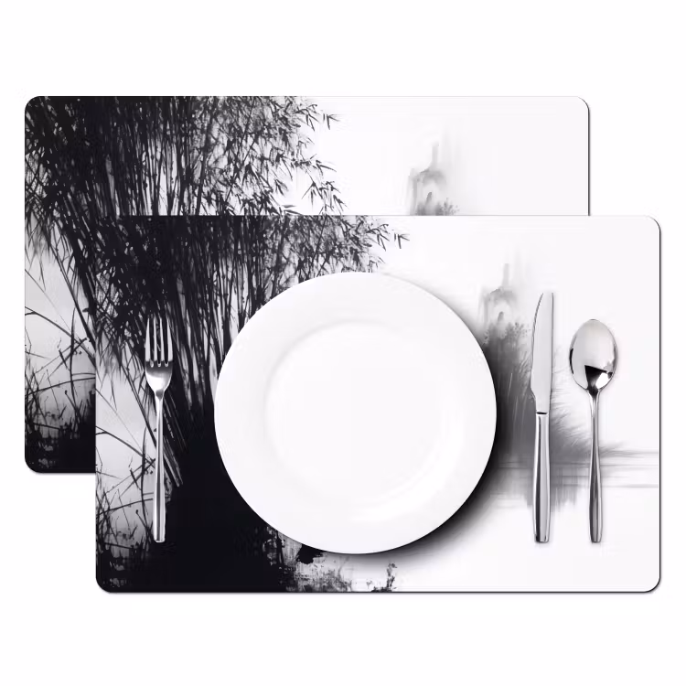 Boot - Rivier - Bamboe - Wit Placemat vinyl groot -zzsfeer2_Kitchenyeah-website