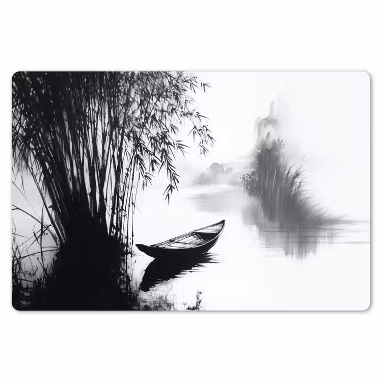 Boot - Rivier - Bamboe - Wit Placemat vinyl groot -zzsfeer1_Kitchenyeah-website