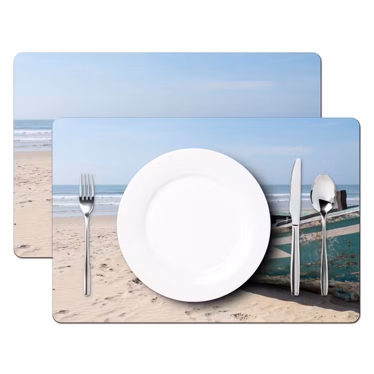 Boot - Zandstrand - Zee Placemat vinyl groot -zzsfeer2_Kitchenyeah-website