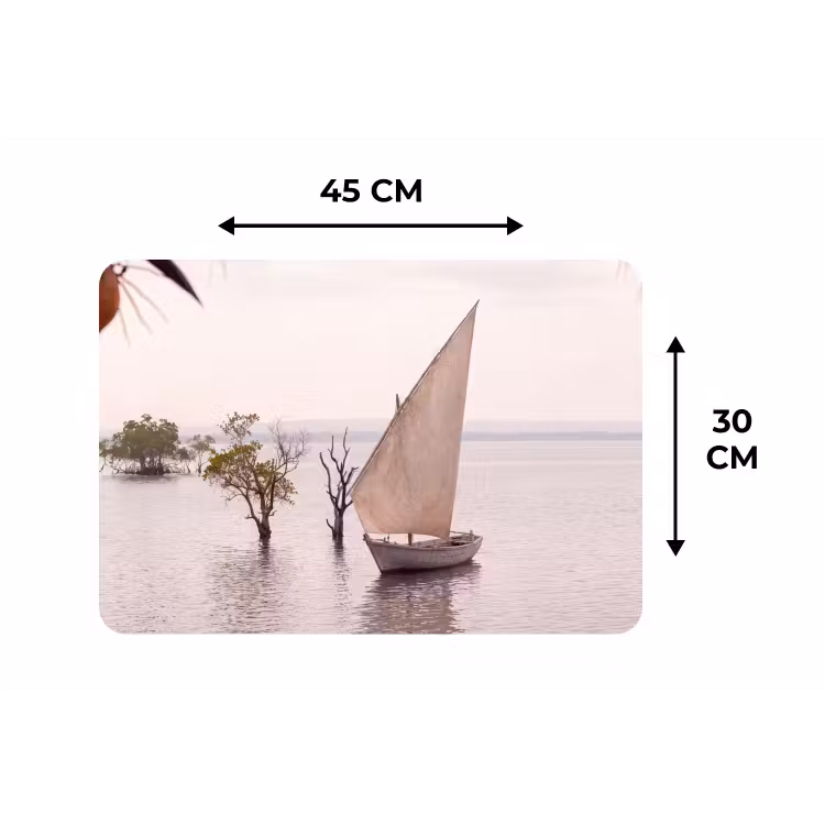 Boot - Zeil - Water - Tropisch - Natuur Placemat vinyl groot -specs
