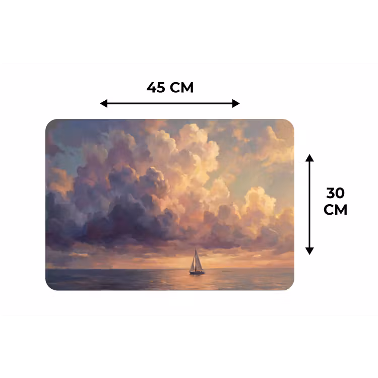 Boot - Zonsondergang - Zee - Natuur - Goud Placemat vinyl groot -specs