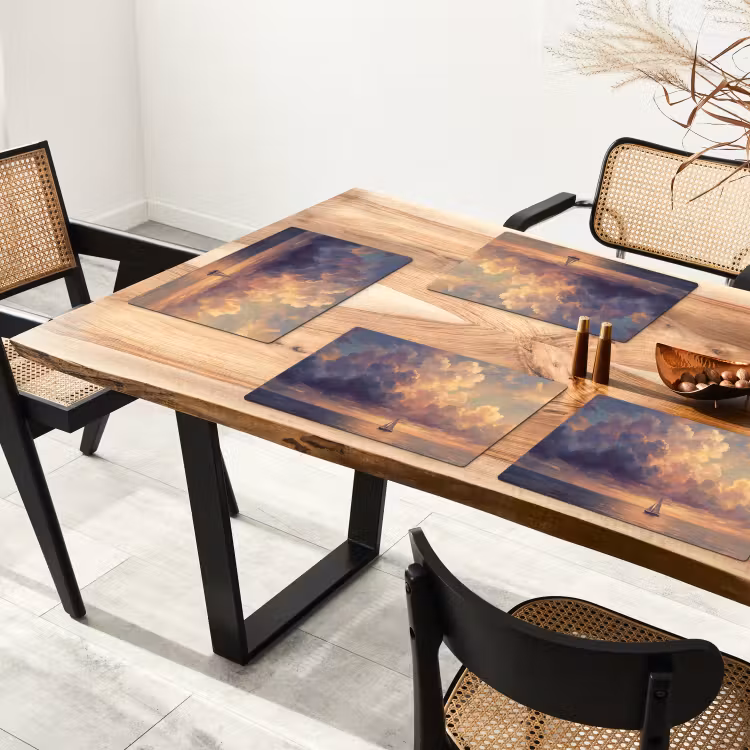 Boot - Zonsondergang - Zee - Natuur - Goud Placemat vinyl groot -zzsfeer4_Kitchenyeah-website