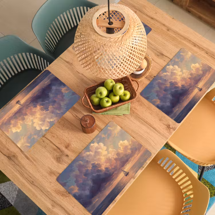 Boot - Zonsondergang - Zee - Natuur - Goud Placemat vinyl groot -zzsfeer5_Kitchenyeah-website