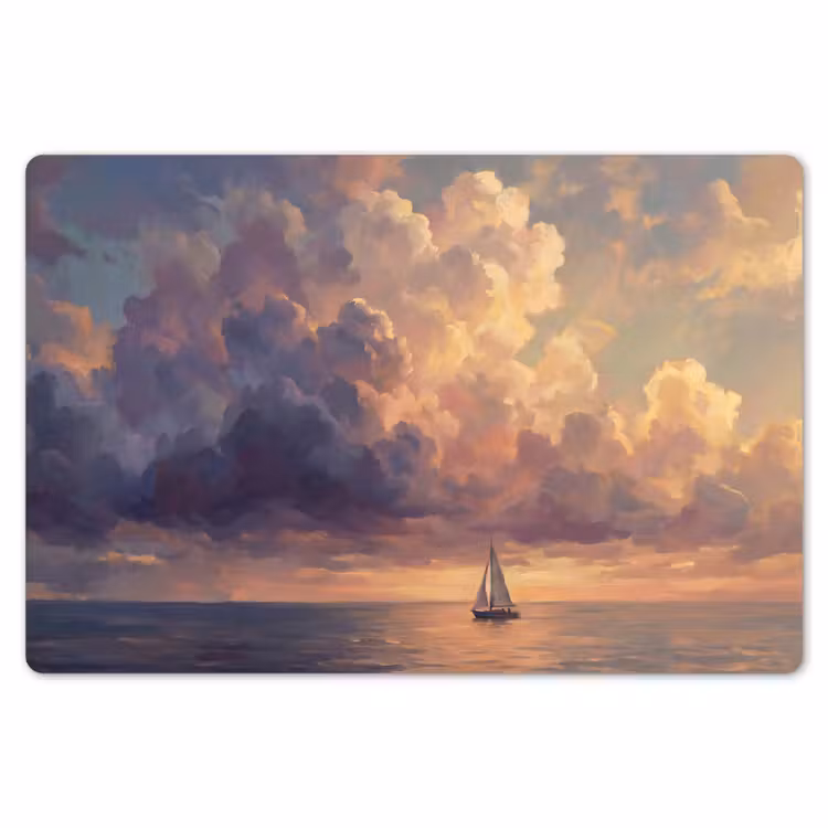 Boot - Zonsondergang - Zee - Natuur - Goud Placemat vinyl groot -zzsfeer1_Kitchenyeah-website