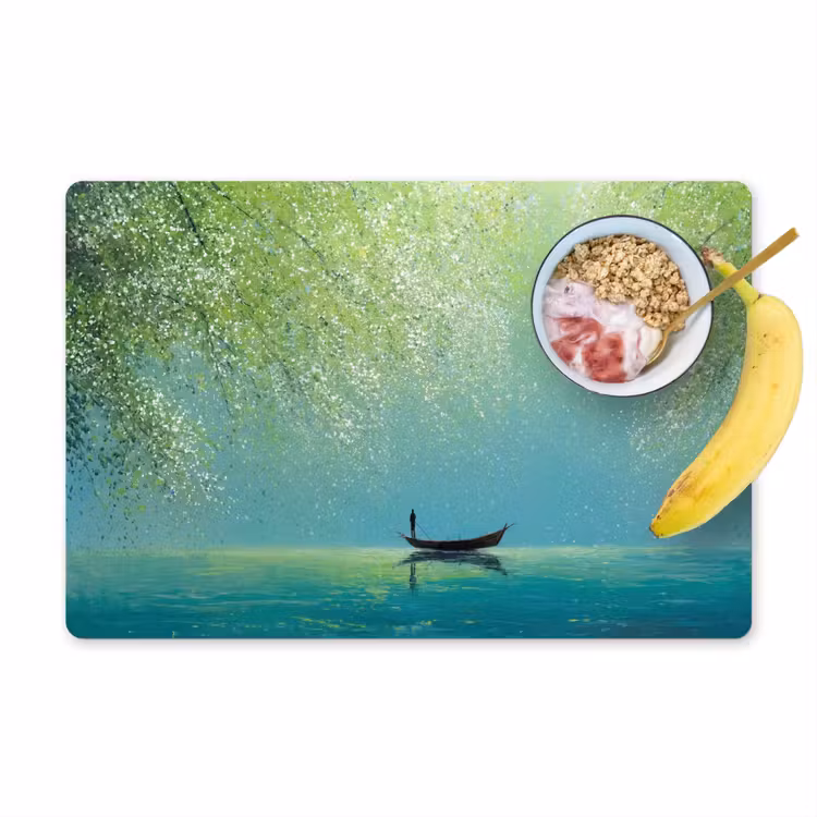 Bootje - Water - Bladeren - Bloesems Placemat vinyl groot -zzzproduct_Kitchenyeah-website