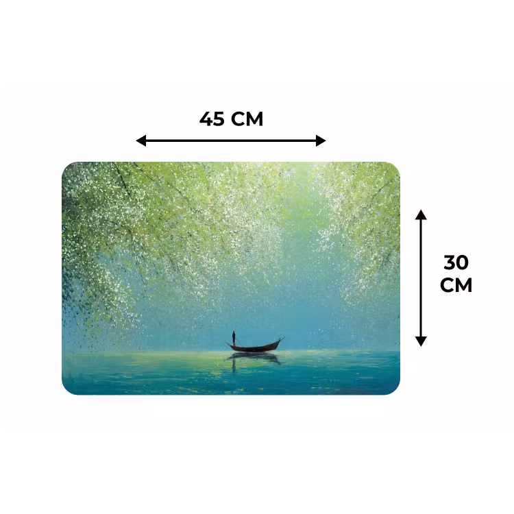 Bootje - Water - Bladeren - Bloesems Placemat vinyl groot -specs