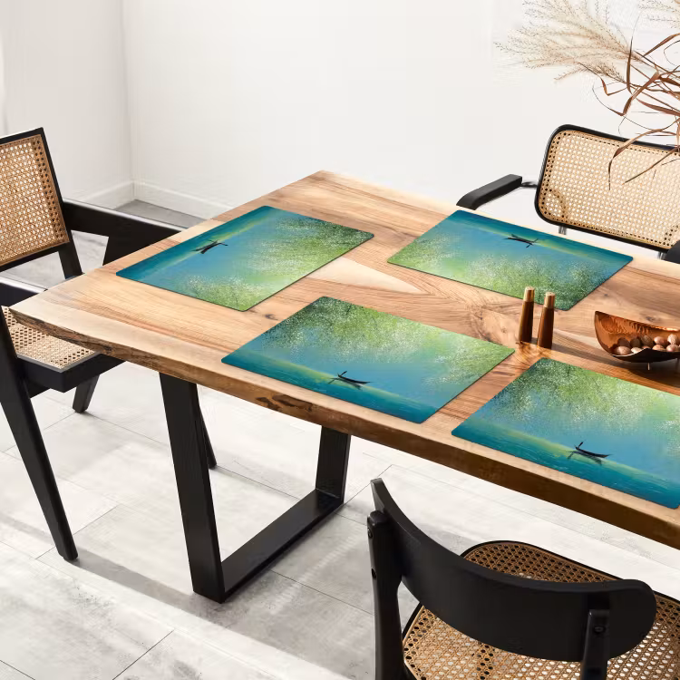 Bootje - Water - Bladeren - Bloesems Placemat vinyl groot -zzsfeer4_Kitchenyeah-website