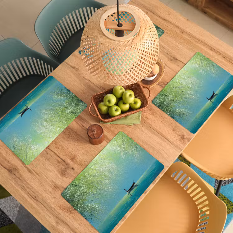 Bootje - Water - Bladeren - Bloesems Placemat vinyl groot -zzsfeer5_Kitchenyeah-website