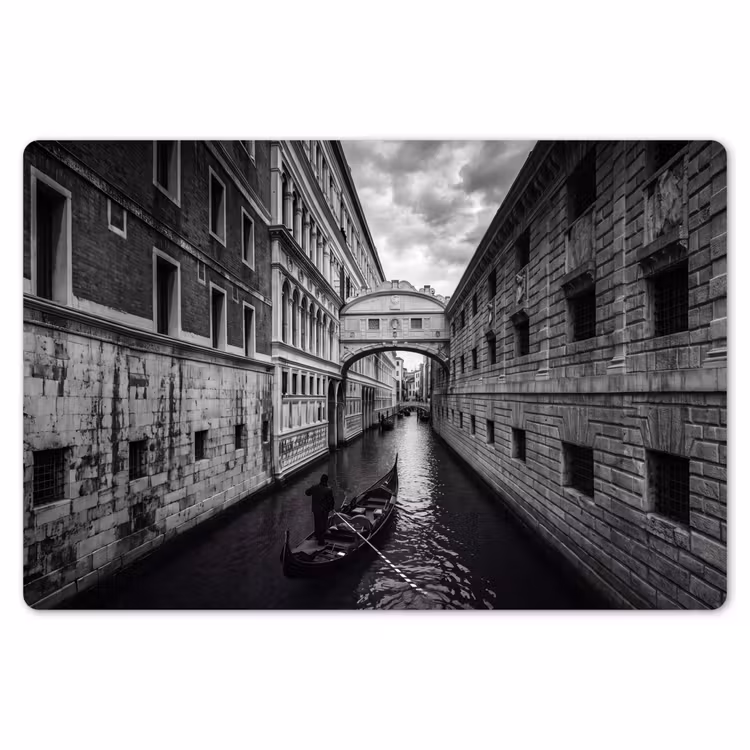 Boot - Waterweg - Stad - Zwart-wit - Architectuur Placemat vinyl groot -zzsfeer1_Kitchenyeah-website