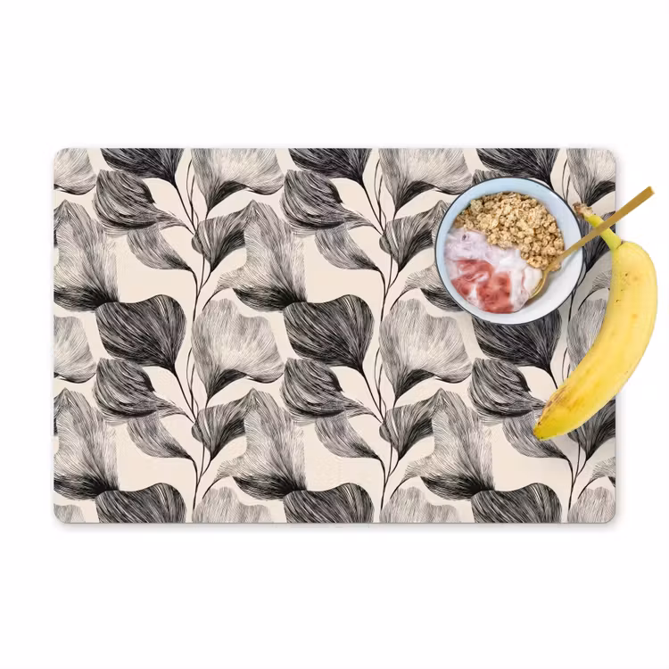 Botanisch - Bladeren - Zwart Placemat vinyl groot 368 -zzzproduct_Kitchenyeah-website
