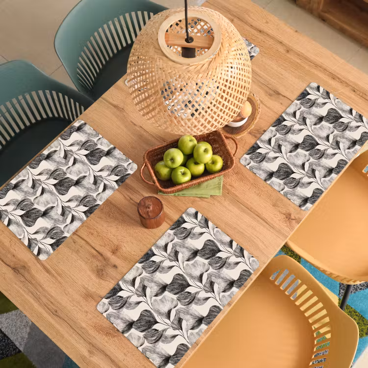 Botanisch - Bladeren - Zwart Placemat vinyl groot 368 -zzsfeer5_Kitchenyeah-website