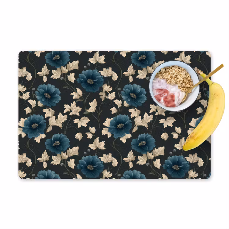 Botanisch - Bloemen - Blauw Placemat vinyl groot 368 -zzzproduct_Kitchenyeah-website