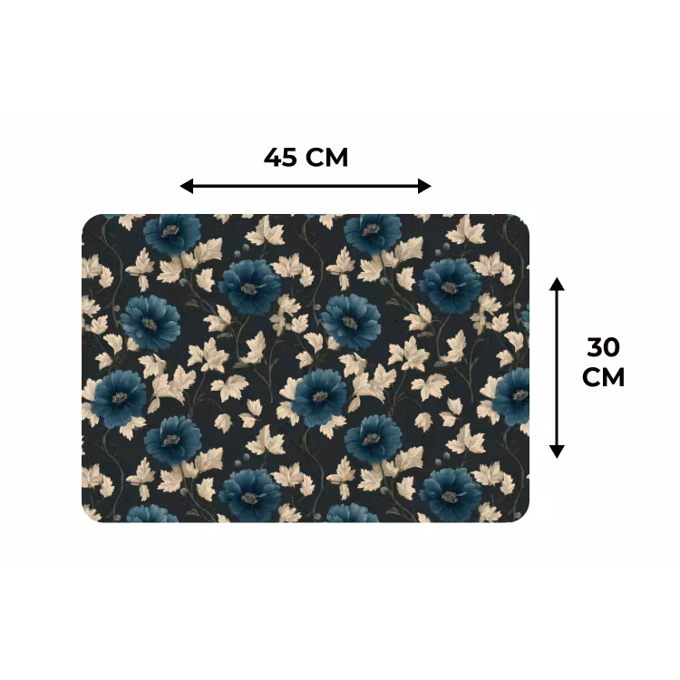 Botanisch - Bloemen - Blauw Placemat vinyl groot 368 -specs