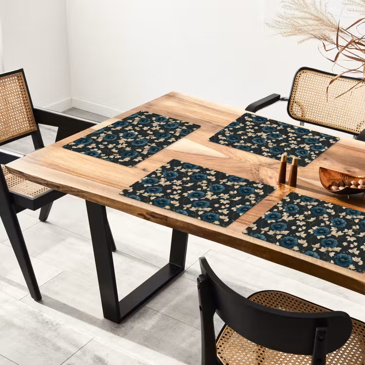 Botanisch - Bloemen - Blauw Placemat vinyl groot 368 -zzsfeer4_Kitchenyeah-website