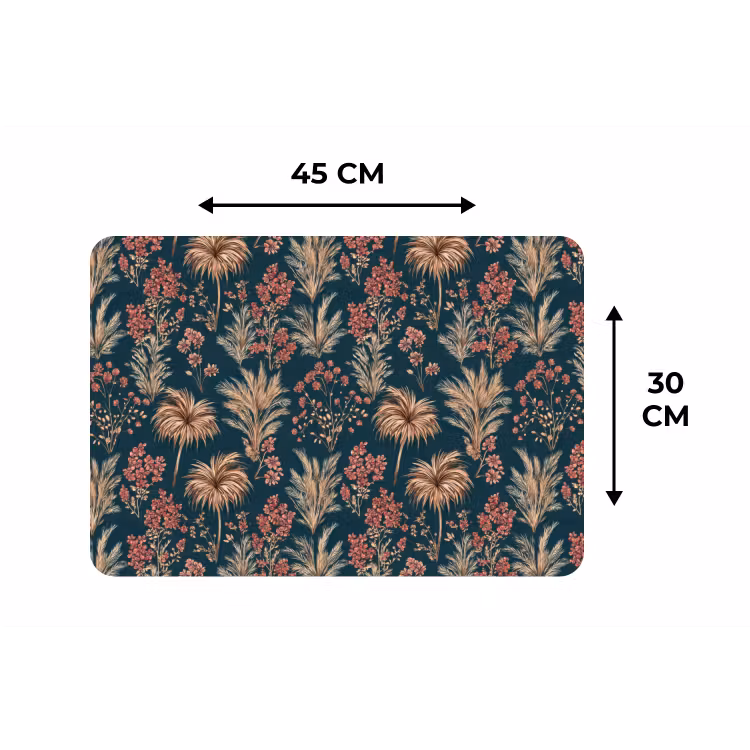 Botanisch - Patroon - Blauw Placemat vinyl groot 368 -specs