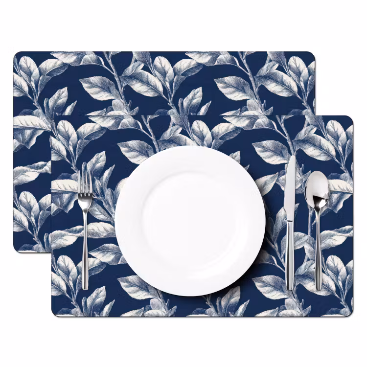 Botanisch - Patroon - Blauw Placemat vinyl groot 368 -zzsfeer2_Kitchenyeah-website