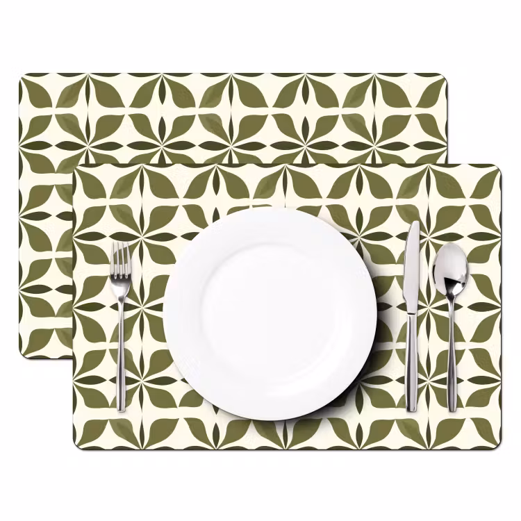 Botanisch - Retro - Groen Placemat vinyl groot 368 -zzsfeer2_Kitchenyeah-website