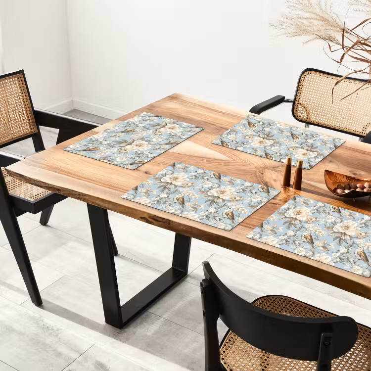 Botanisch - Zangvogel - Blauw Placemat vinyl groot 368 -zzsfeer4_Kitchenyeah-website