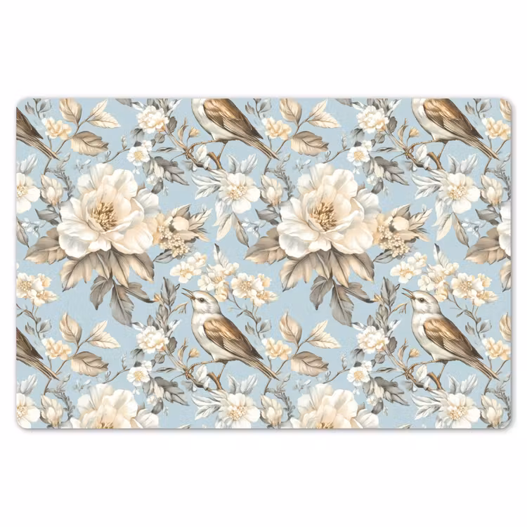 Botanisch - Zangvogel - Blauw Placemat vinyl groot 368 -zzsfeer1_Kitchenyeah-website