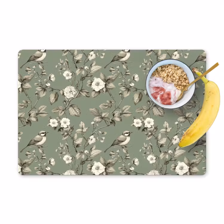 Botanisch - Vogels - Groen Placemat vinyl groot 368 -zzzproduct_Kitchenyeah-website