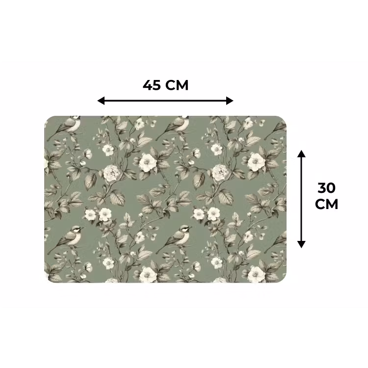Botanisch - Vogels - Groen Placemat vinyl groot 368 -specs