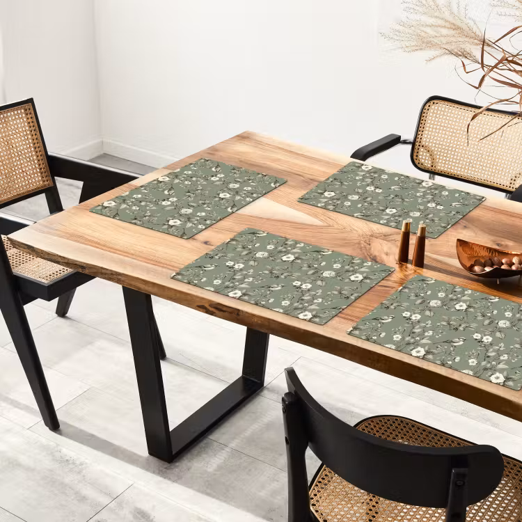 Botanisch - Vogels - Groen Placemat vinyl groot 368 -zzsfeer4_Kitchenyeah-website