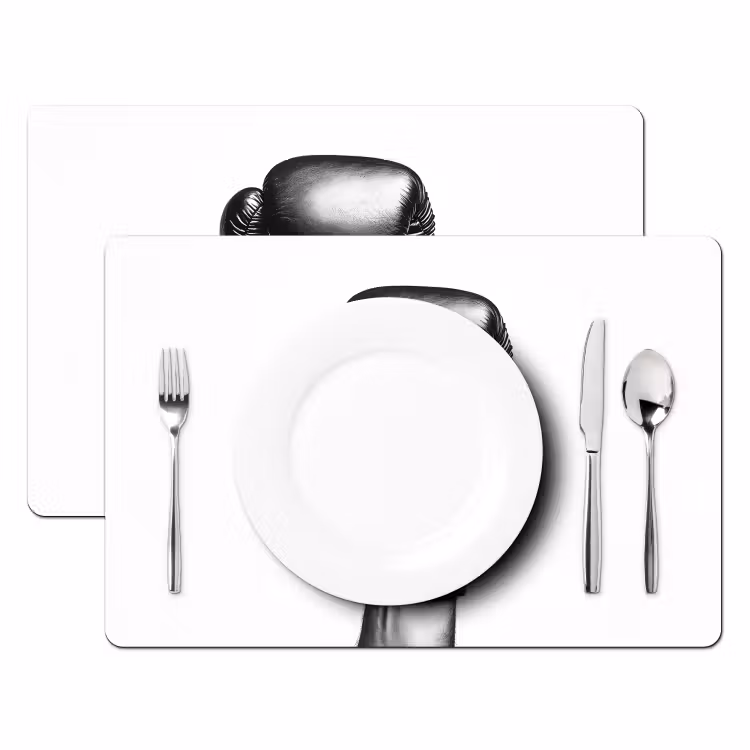 Bokshandschoen - Zwart - Hand Placemat vinyl groot -zzsfeer2_Kitchenyeah-website