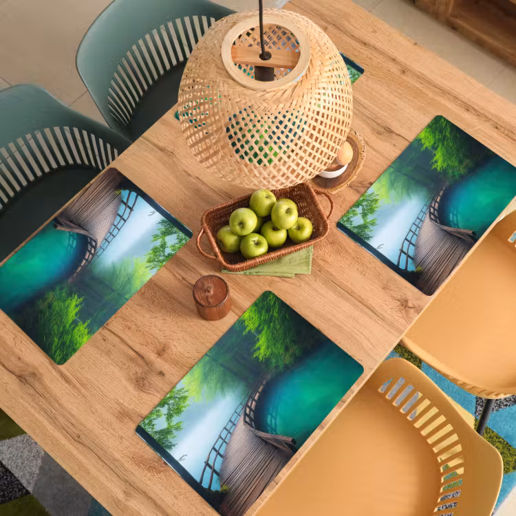 Brug - Water - Rivier - Bos Placemat vinyl groot -zzsfeer5_Kitchenyeah-website