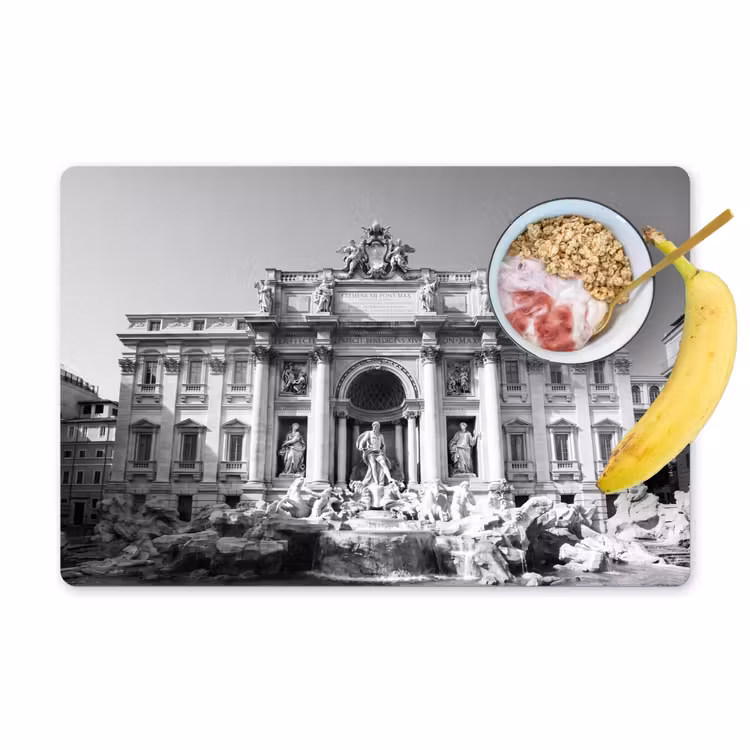 Fontein - Beelden - Architectuur - Zwart-wit Placemat vinyl groot -zzzproduct_Kitchenyeah-website